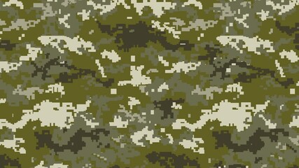 Wall Mural - Military pixel flecktarn camouflage green grey woodland camo texture pattern horizontal banner illustration wallpaper