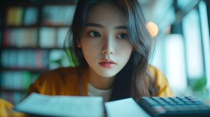 Aufkleber - Budget and financial planning concept Business woman budgeting and calculating financial report business finance and investment background tax refund cost control money saving loan man : Generative AI