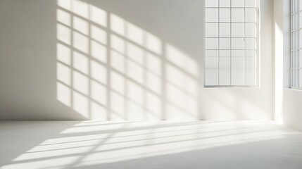 Leinwandbilder - Minimal abstract light gray background for product presentation Soft shadow and light from windows on white wall : Generative AI