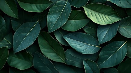 Aufkleber - Dark green leaf texture Natural green leaves using as nature background wallpaper or tropical leaf cover page : Generative AI