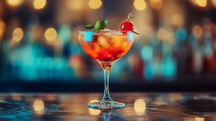 Poster - cocktail and wine at social events like party and weddings served by bartender and waiter evening beutiful indoor and outdoor lights : Generative AI