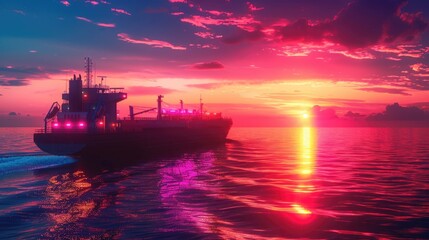 Poster - A large boat sailing across the ocean