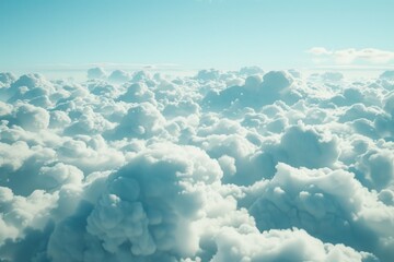 Poster - Cumulus clouds fill the sky on a sunny day