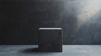 Poster - A black box is sitting on a grey concrete floor