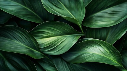 Aufkleber - Dark green leaf texture Natural green leaves using as nature background wallpaper or tropical leaf cover page : Generative AI