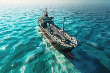 Poster - A large vessel sailing through open waters, perfect for scenes involving transportation or adventure