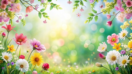 Beautiful spring theme with flowers for greeting card design, spring, flowers, blooming, nature, greeting card, colorful