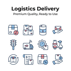 Wall Mural - Pack of logistics and delivery icons in trendy design style