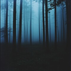 Poster - Mysterious Foggy Forest Path