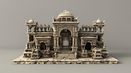 Poster - A detailed architectural model featuring intricate carvings and domes, showcasing traditional design elements.