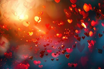 Poster - A cluster of colorful hearts suspended in mid-air, perfect for romantic or celebratory concepts