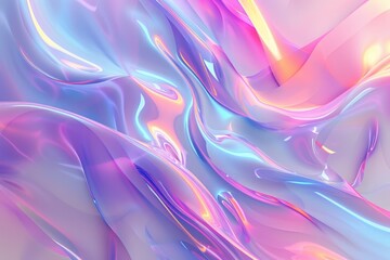 Poster - Abstract art piece featuring a wavy pattern in pink and blue colors