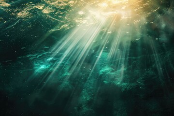 Aufkleber - A photo of sunlight shining through the surface of calm water