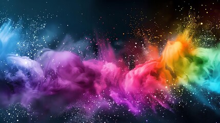 Canvas Print - A vibrant abstract representation of colorful smoke and light in a cosmic setting.