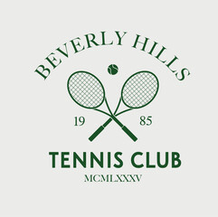 tennis logo, tennis club, two rackets and ball