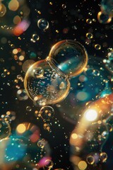 Poster - A bunch of bubbles floating in the air, often used as decorative element for party or celebration