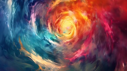 Wall Mural - A vibrant, swirling abstract depiction of a cosmic vortex with bright colors and dynamic movement.