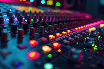 Aufkleber - Mixing console with vibrant lighting