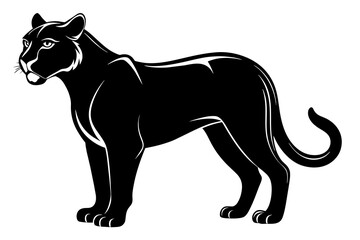 Puma animal side view silhouette black color vector art illustration