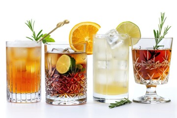 Aufkleber - A collection of glasses filled with different beverages, perfect for showcasing drink options or as a prop in a photography setting