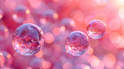 Wall Mural - Abstract Pink and Blue Orbs on Bokeh Background