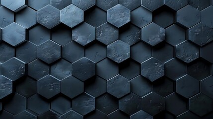 Sticker - A textured pattern of dark hexagonal tiles creating a modern and stylish background.