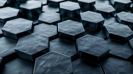 Poster - A close-up view of interlocking hexagonal shapes with a textured surface, creating a modern, abstract design.