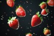 © Anna - Floating strawberries with water droplets on dark