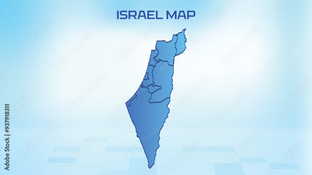 Blue detailed map of Israel with States administrative divisions ...