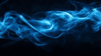 Poster - Abstract blue smoke swirling against a black background, mysterious and ethereal