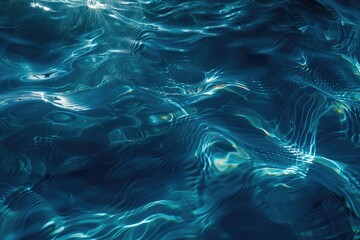 Sticker - A close-up view of the calm and clear blue water surface