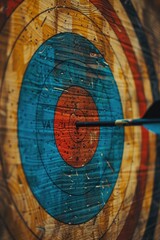 Poster - A centered arrow in a target, suitable for business or sport-related concepts