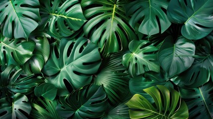 Poster - A close-up shot of a bunch of green leaves, great for use in nature and outdoor designs