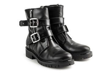 Poster - A pair of black leather boots with intricate buckles, suitable for various occasions and themes