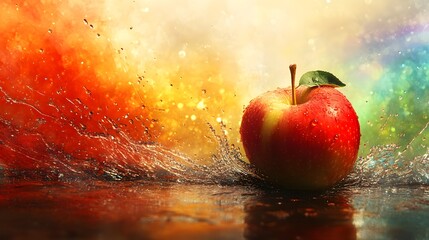 Wall Mural - Red Apple Splash.