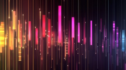 Poster - a colorful, abstract image of a cityscape with many different colored lines. the image has a vibrant