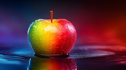 Wall Mural - Rainbow Apple in Water.