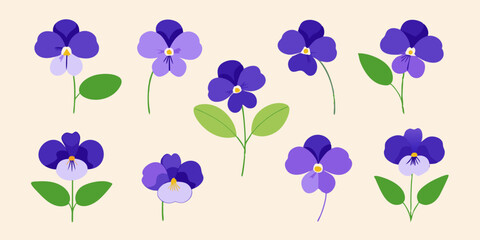 Wall Mural - Elegant Violet Bunch with Small Overlapping Flowers: Detailed Illustration