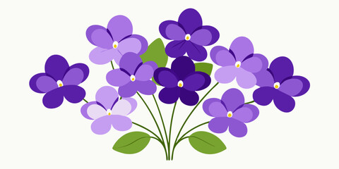 Wall Mural - Elegant Violet Bunch with Small Overlapping Flowers: Detailed Illustration