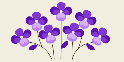 Wall Mural - Elegant Violet Bunch with Small Overlapping Flowers: Detailed Illustration