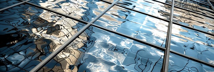 Poster - A reflective surface showcasing distorted architectural elements in water.