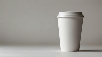 Close-up mockup of plain white cup on white background