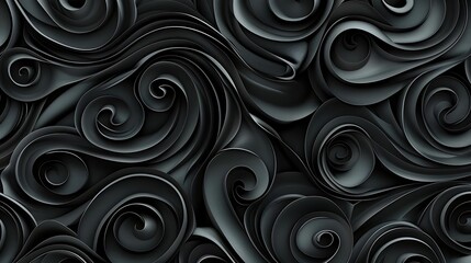 Poster - A textured abstract design featuring swirling black shapes, creating a sense of depth and movement.