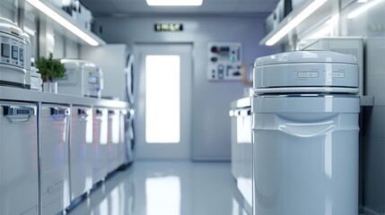 Leinwandbilder - A white cryogenic containers, in a modern lab. Generative AI.