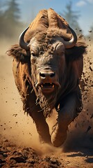 Canvas Print - buffalo running  