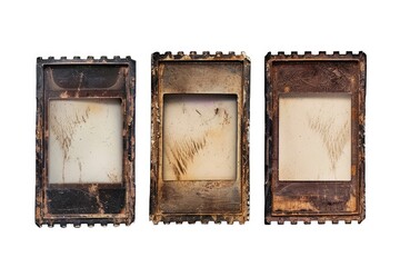Poster - A set of three vintage film frames with worn edges and nostalgic charm