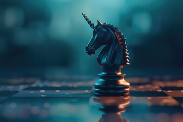 Poster - A close-up shot of a single chess piece on a chess board