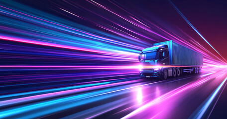 Poster - Abstract digital background with blue and purple lights