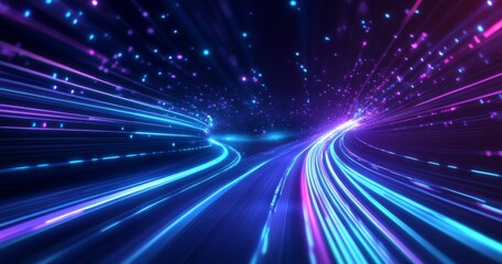 Poster - Abstract digital background with blue and purple lights