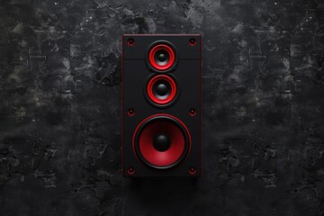 Aufkleber - A pair of speakers sitting on top of a black wall, perfect for music or sound-related concepts